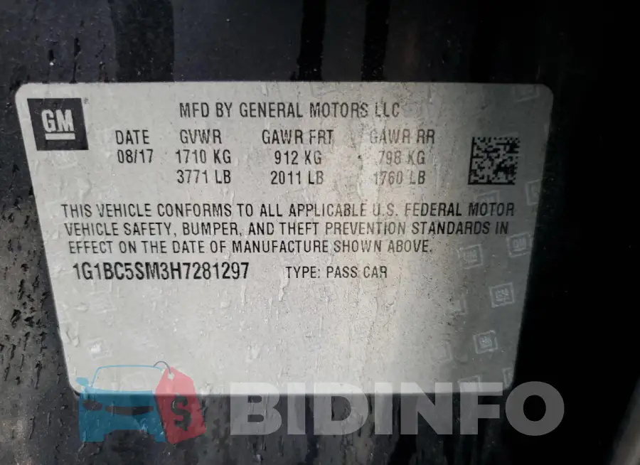 1G1BC5SM3H7281297 Photo# 12
