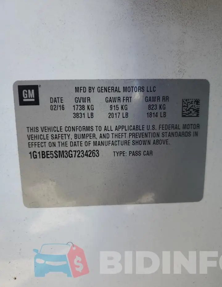1G1BE5SM3G7234263 Photo# 12