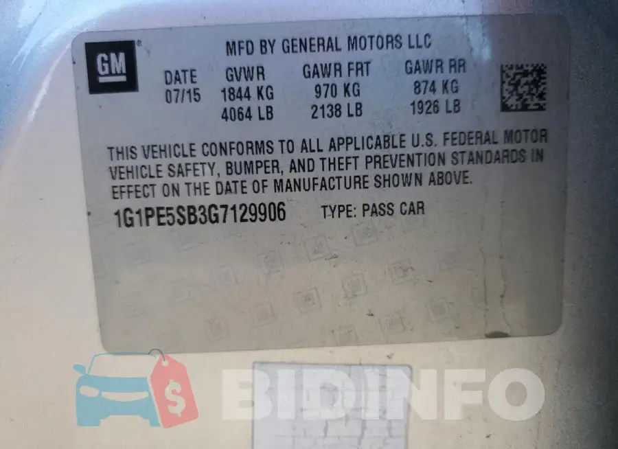 1G1PE5SB3G7129906 Photo# 13