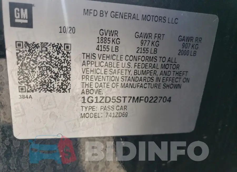 1G1ZD5ST7MF022704 Photo# 12