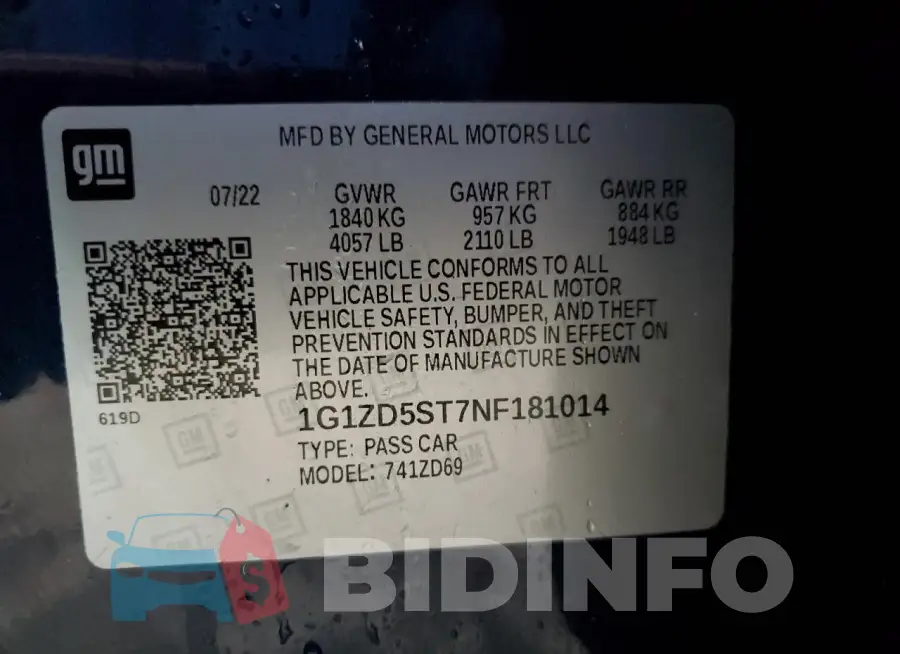 1G1ZD5ST7NF181014 Photo# 12