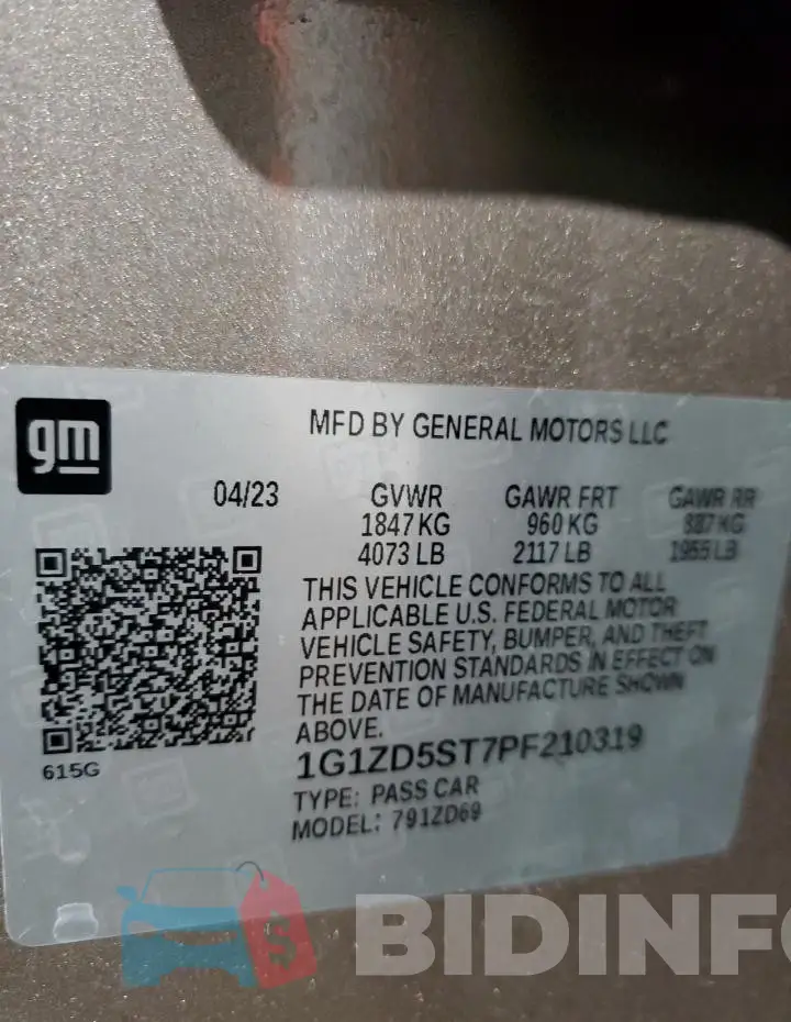 1G1ZD5ST7PF210319 Photo# 13