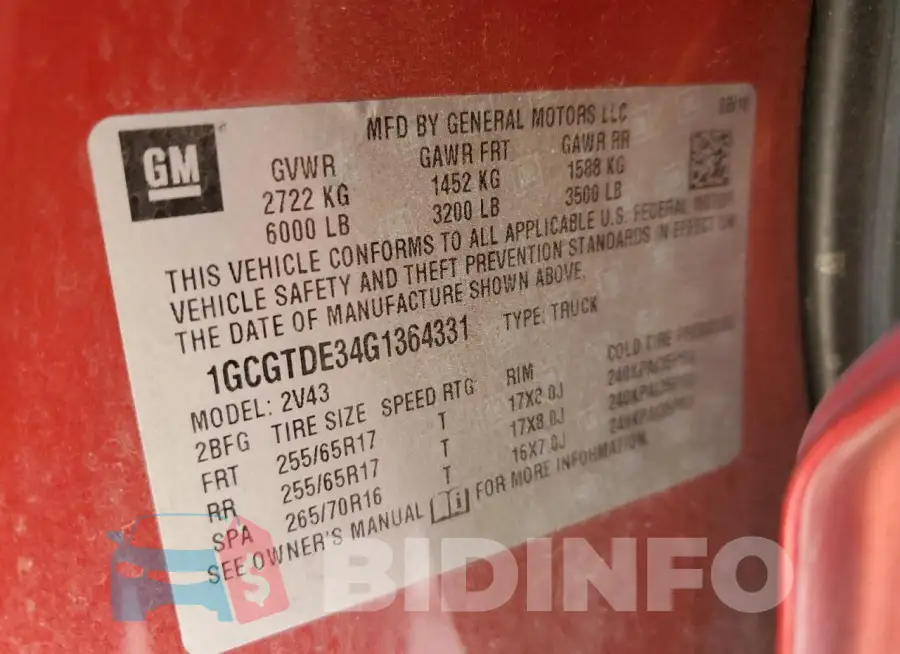 1GCGTDE34G1364331 Photo# 12