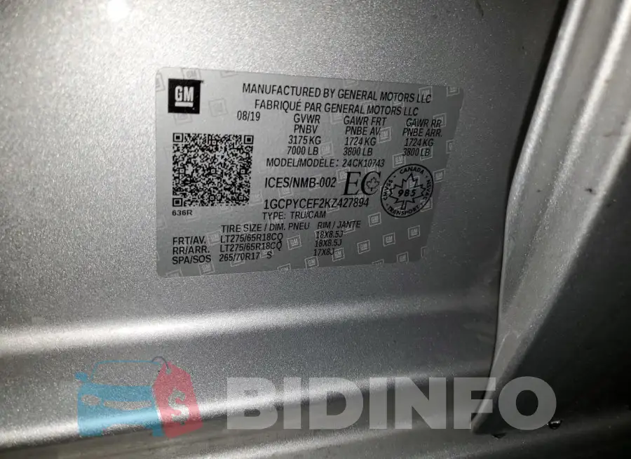 1GCPYCEF2KZ427894 Photo# 12