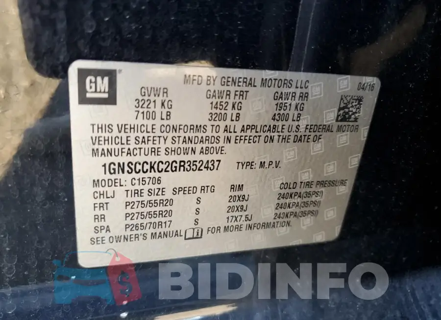 1GNSCCKC2GR352437 Photo# 13