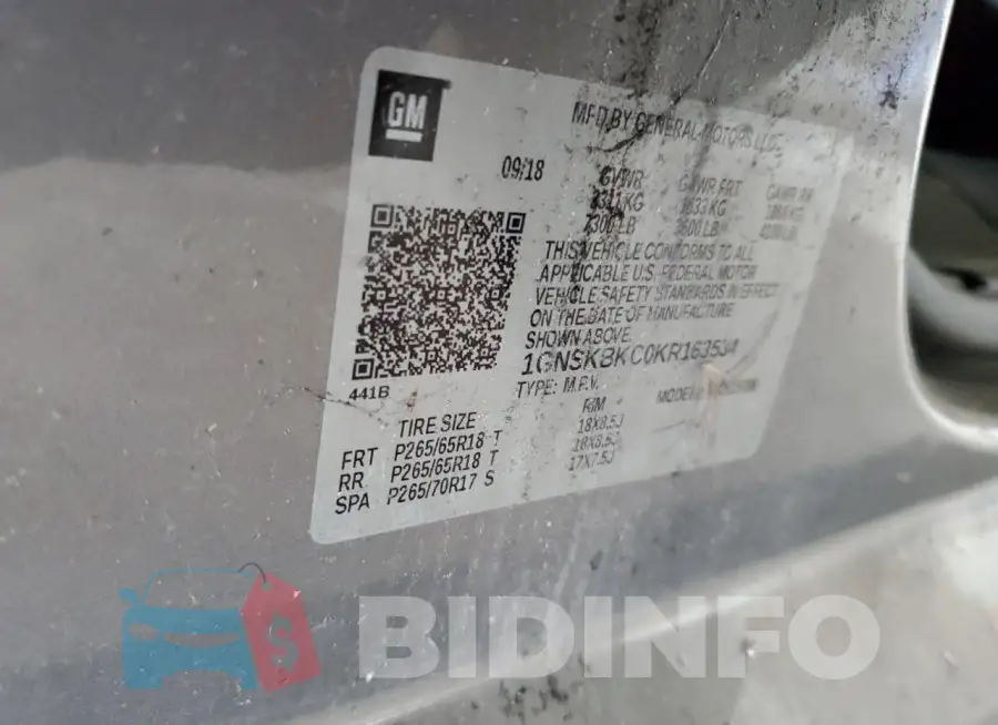 1GNSKBKC0KR163534 Photo# 13
