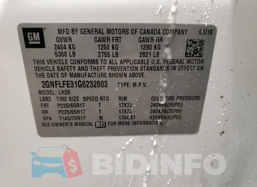 2GNFLFE31G6232803 Photo# 13