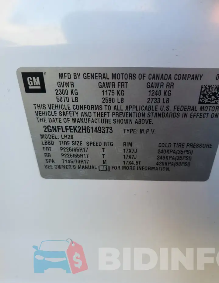 2GNFLFEK2H6149373 Photo# 12