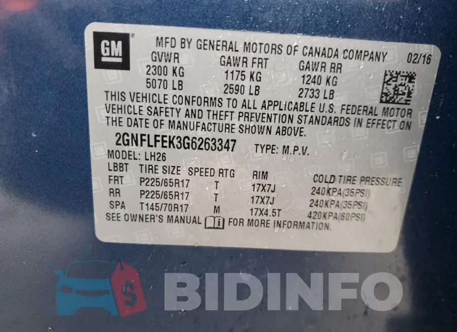 2GNFLFEK3G6263347 Photo# 13