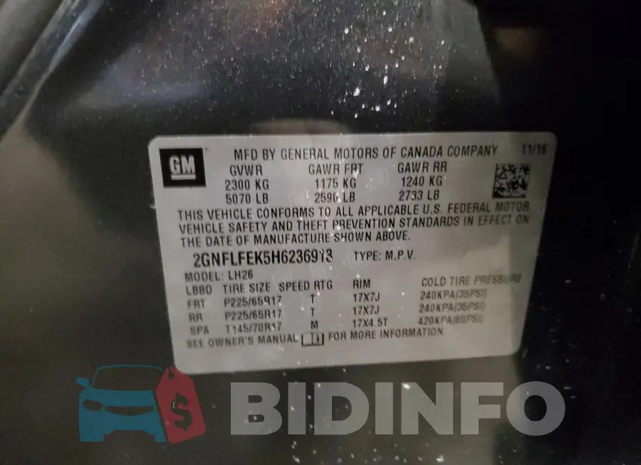 2GNFLFEK5H6236913 Photo# 13