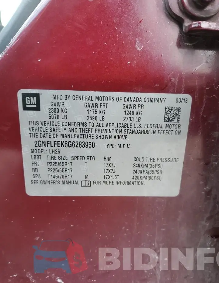 2GNFLFEK6G6283950 Photo# 13