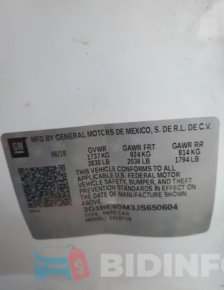 3G1BE6SM3JS650604 Photo# 12