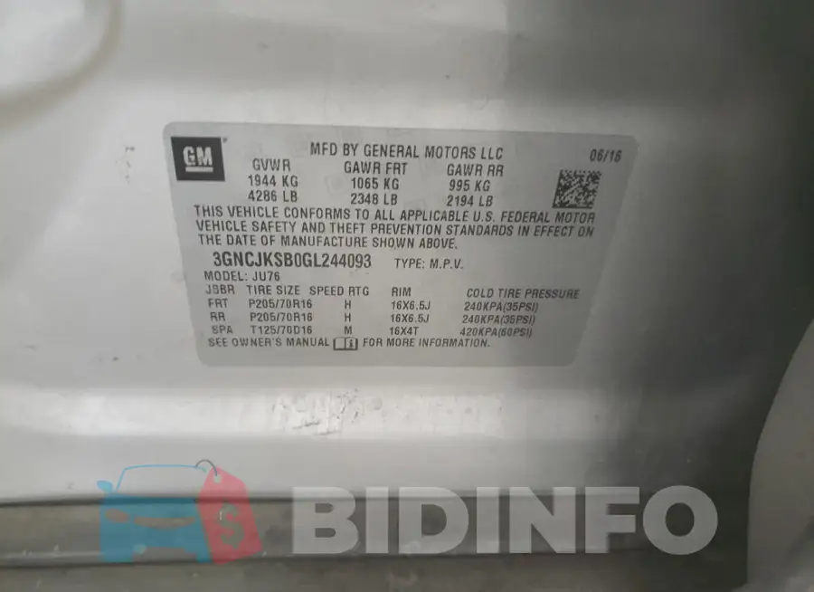 3GNCJKSB0GL244093 Photo# 13