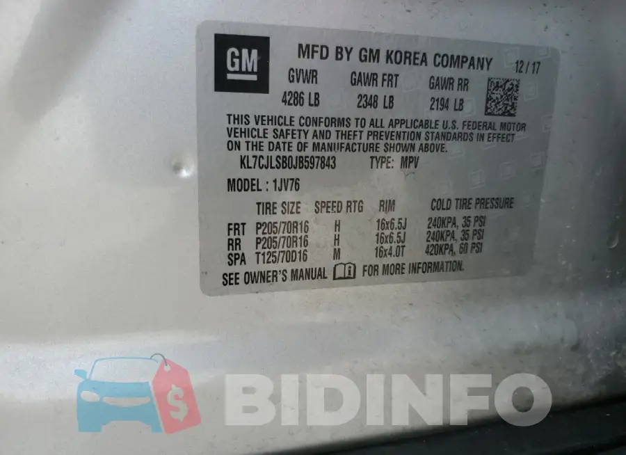 KL7CJLSB0JB597843 Photo# 13