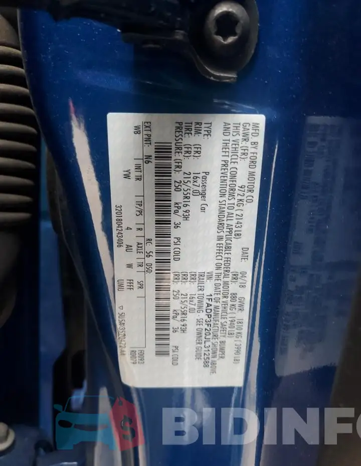1FADP3F20JL312588 Photo# 12
