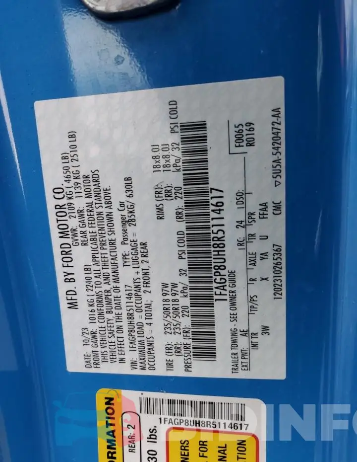 1FAGP8UH8R5114617 Photo# 12