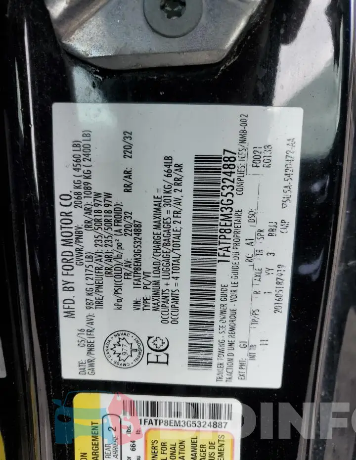 1FATP8EM3G5324887 Photo# 13