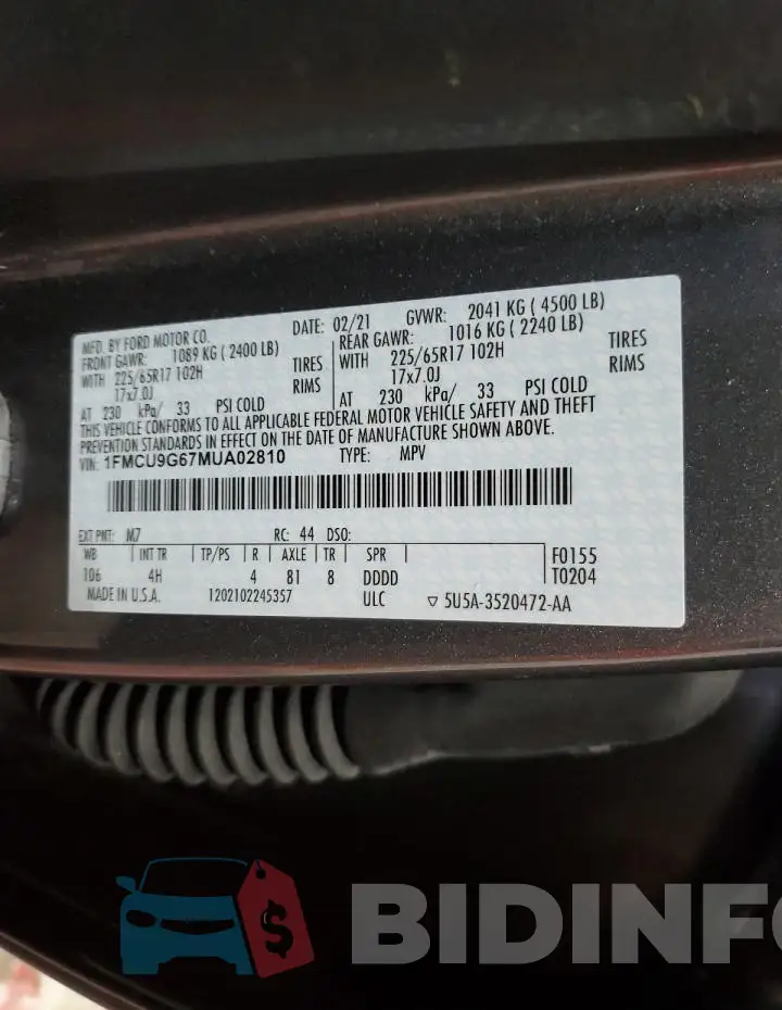 1FMCU9G67MUA02810 Photo# 13