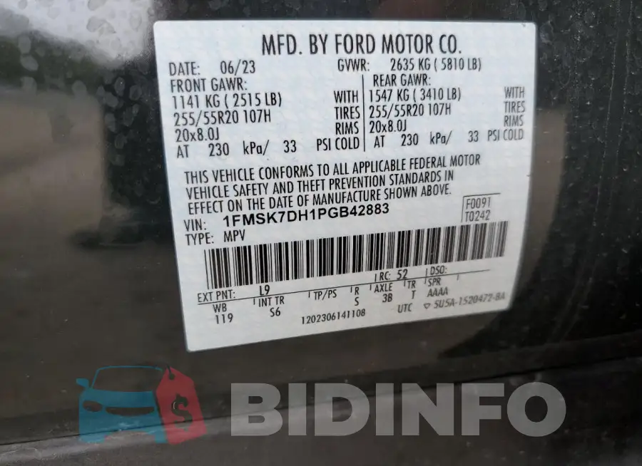 1FMSK7DH1PGB42883 Photo# 12