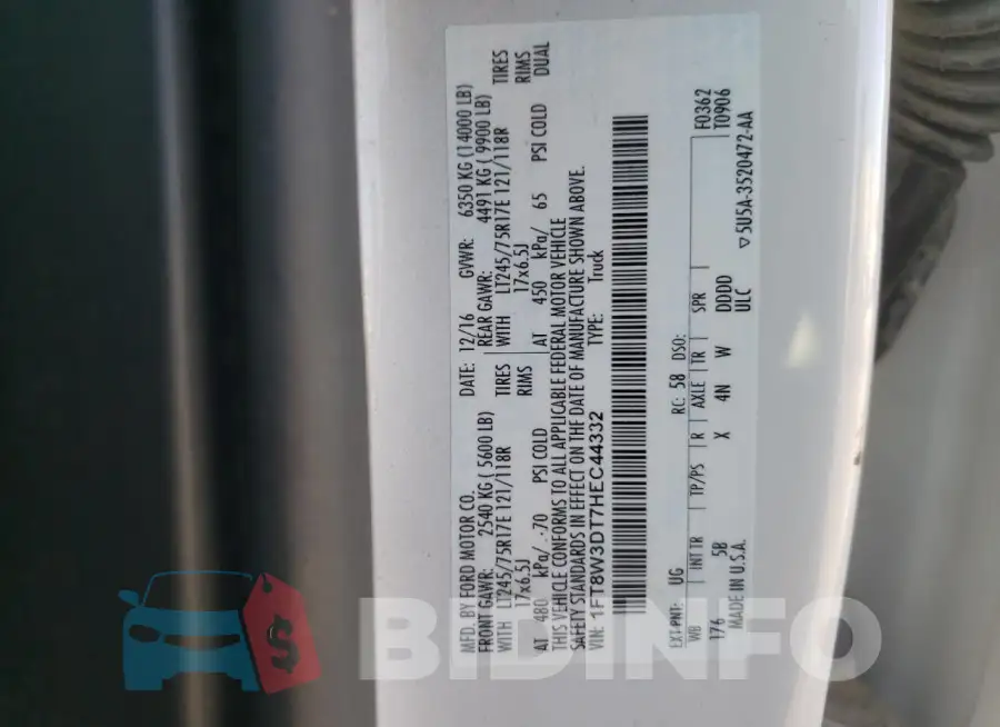 1FT8W3DT7HEC44332 Photo# 12