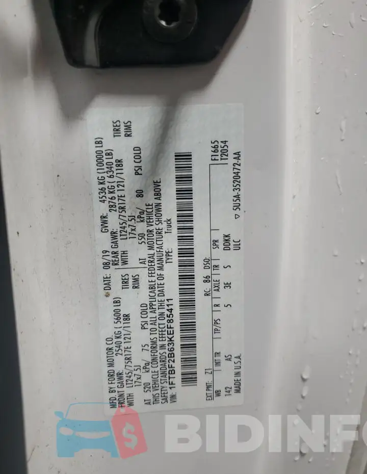 1FTBF2B63KEF85411 Photo# 12