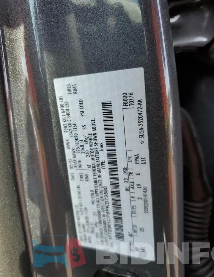 1FTEW1CP8PKD73580 Photo# 12