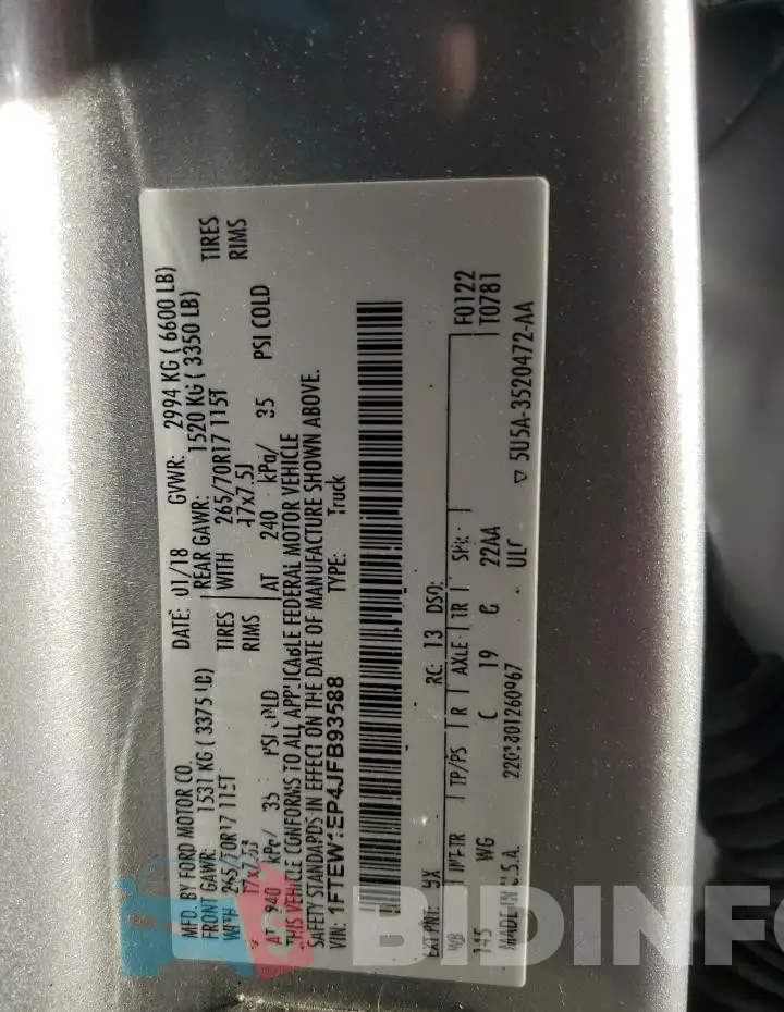 1FTEW1EP4JFB93588 Photo# 13