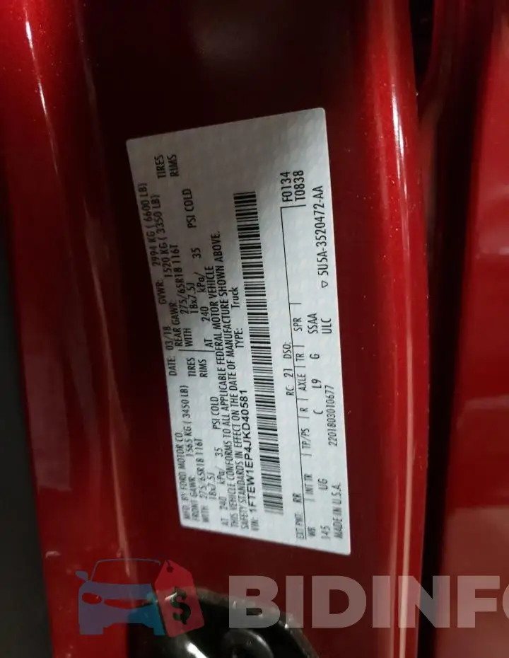 1FTEW1EP4JKD40581 Photo# 13