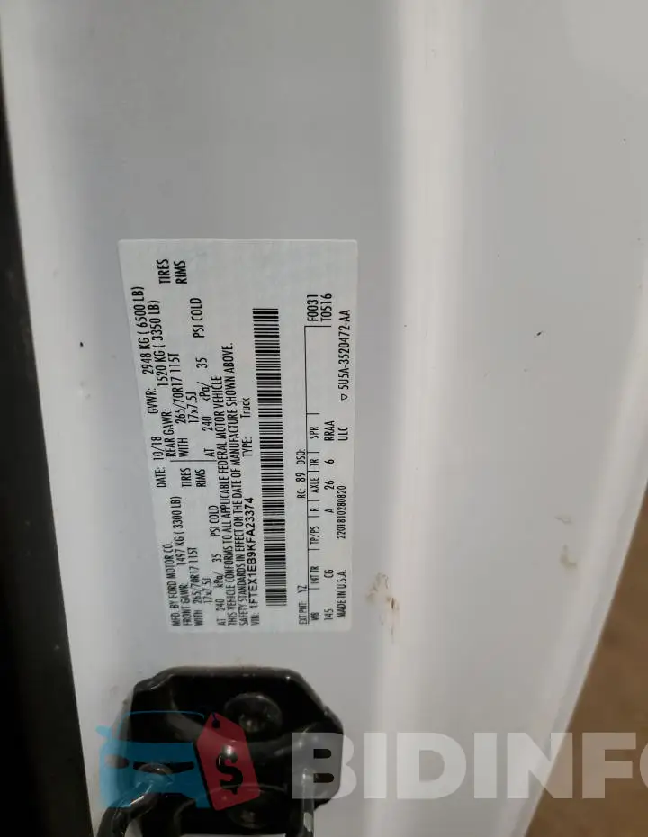 1FTEX1EB9KFA23374 Photo# 12