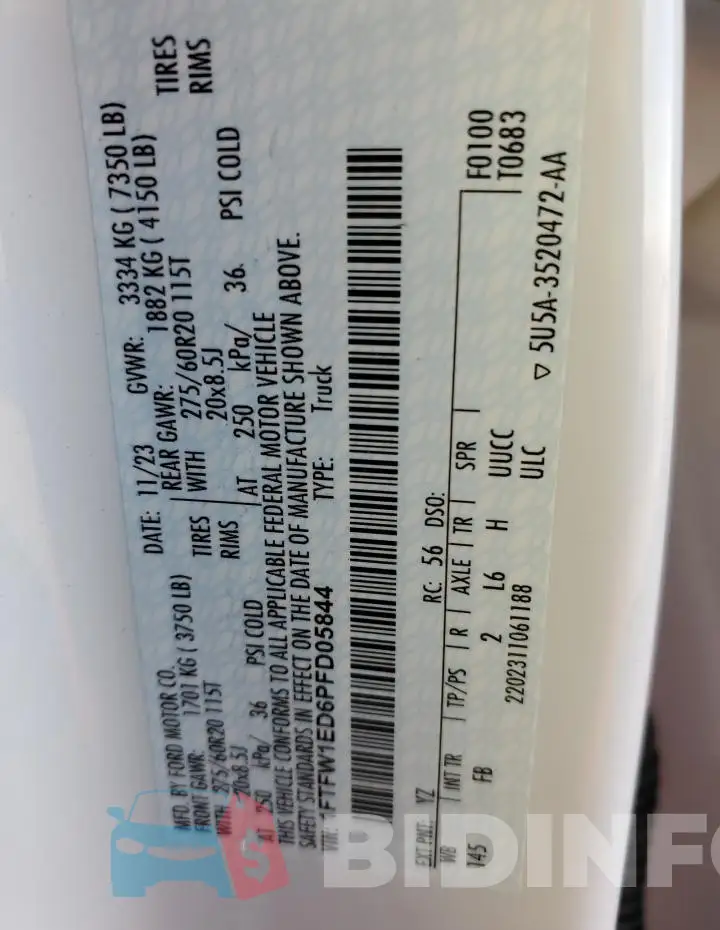 1FTFW1ED6PFD05844 Photo# 12