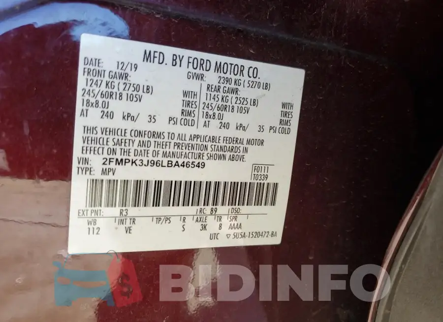 2FMPK3J96LBA46549 Photo# 12