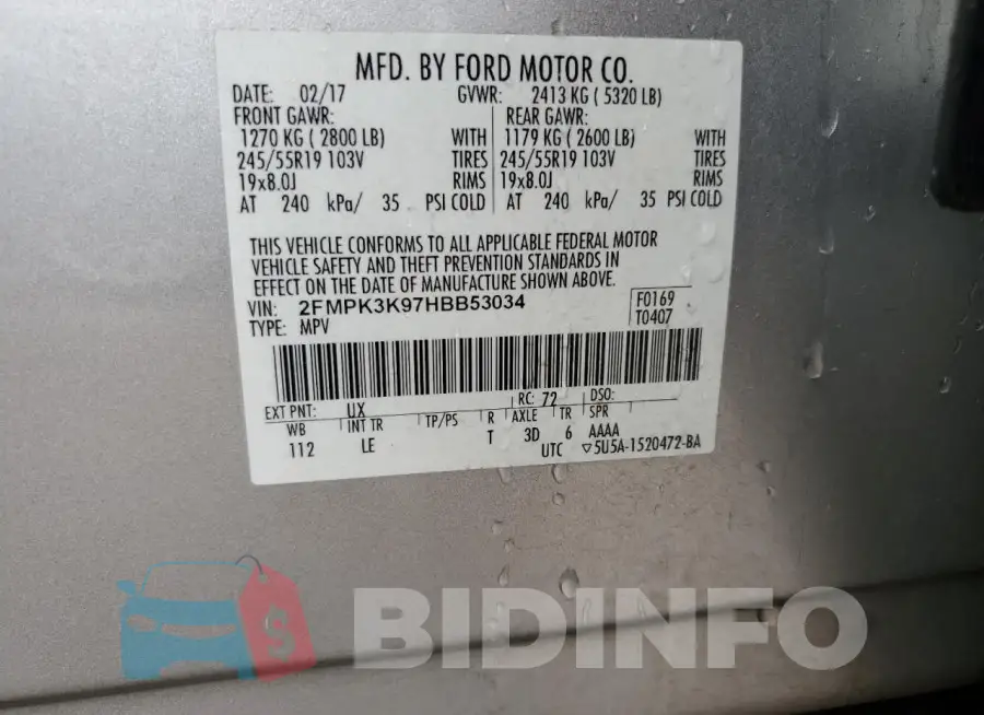 2FMPK3K97HBB53034 Photo# 13