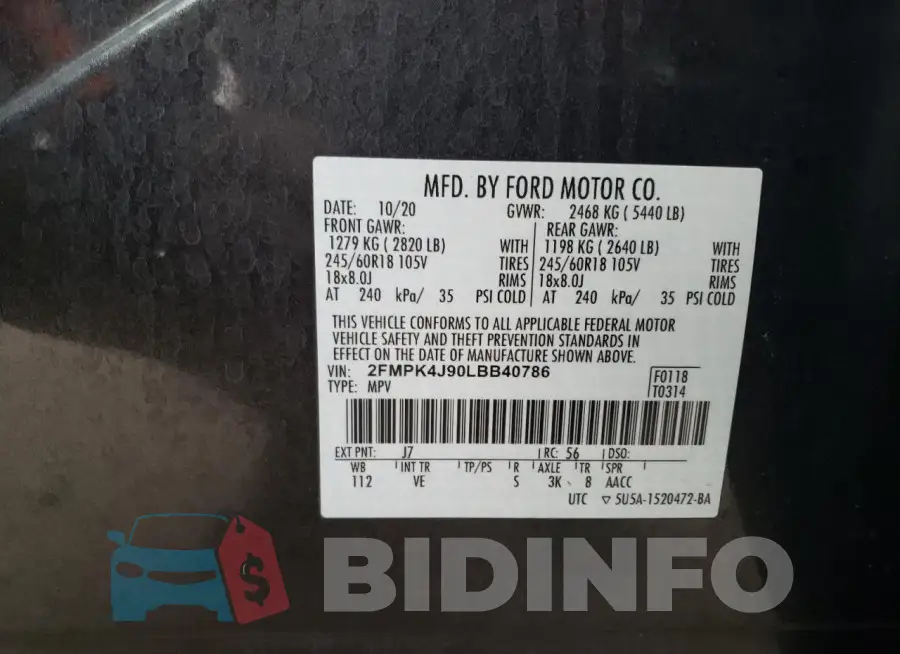 2FMPK4J90LBB40786 Photo# 13
