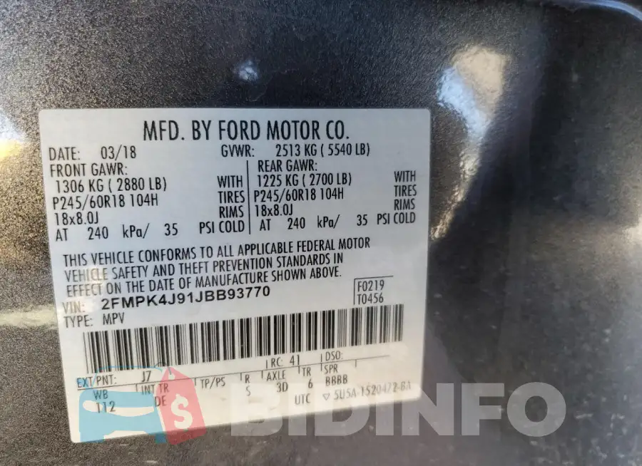 2FMPK4J91JBB93770 Photo# 12