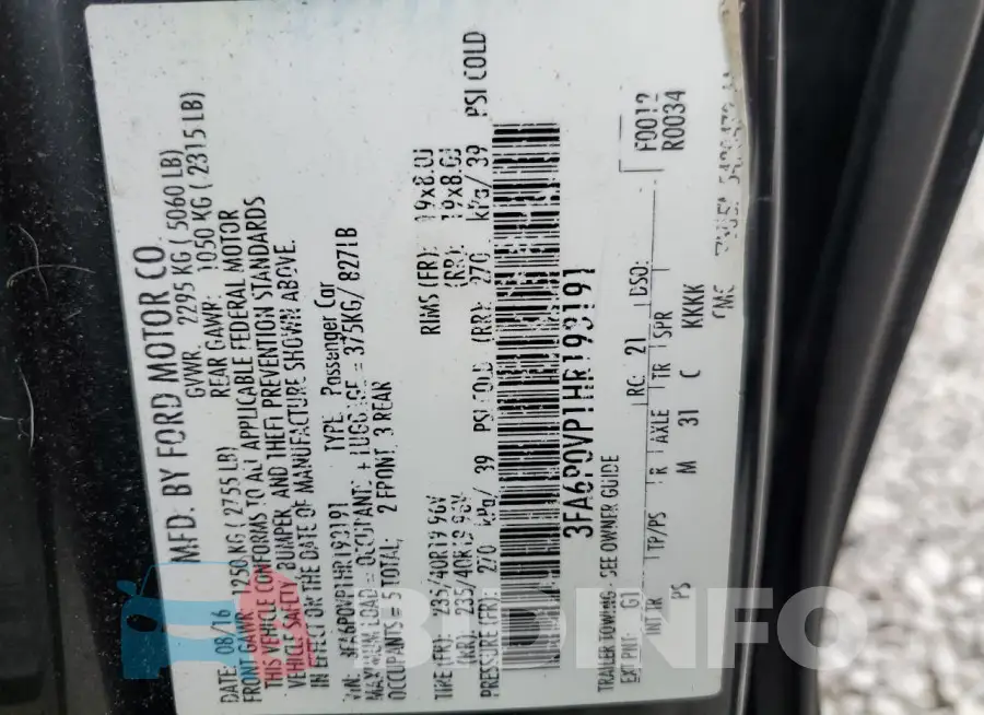 3FA6P0VP1HR193191 Photo# 12