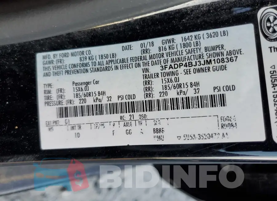 3FADP4BJ3JM108367 Photo# 12