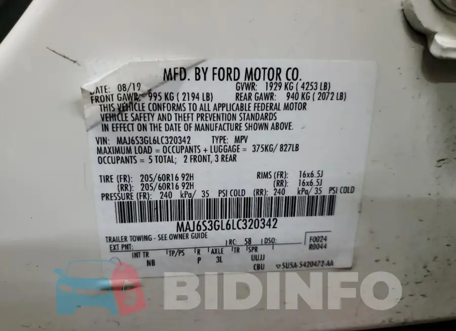 MAJ6S3GL6LC320342 Photo# 14