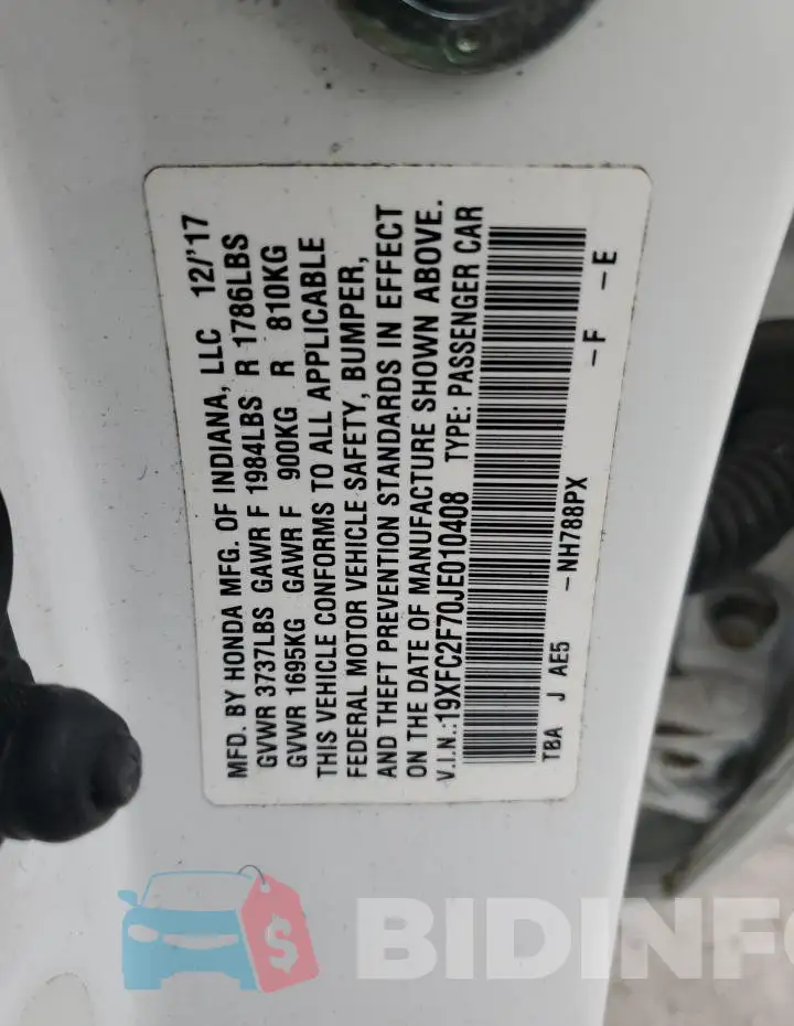 19XFC2F70JE010408 Photo# 12