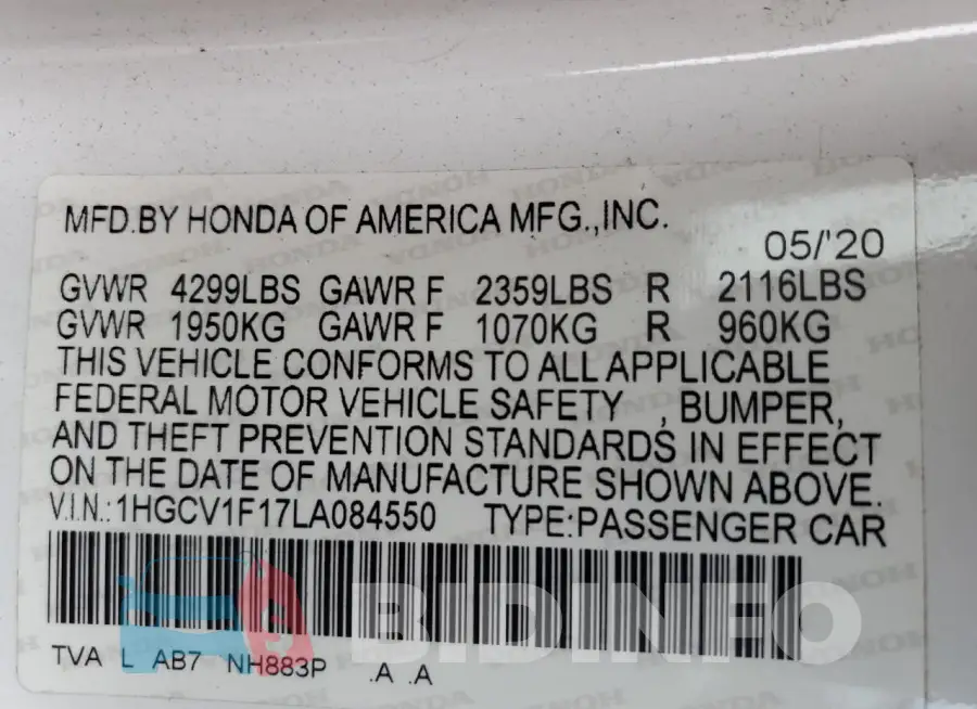1HGCV1F17LA084550 Photo# 12