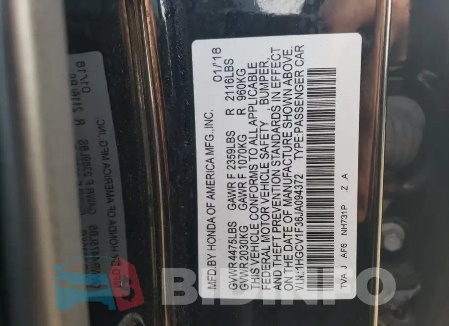 1HGCV1F36JA094372 Photo# 13
