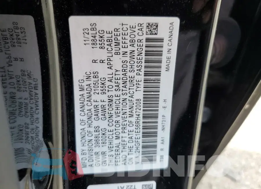 2HGFE1E56RH472008 Photo# 12