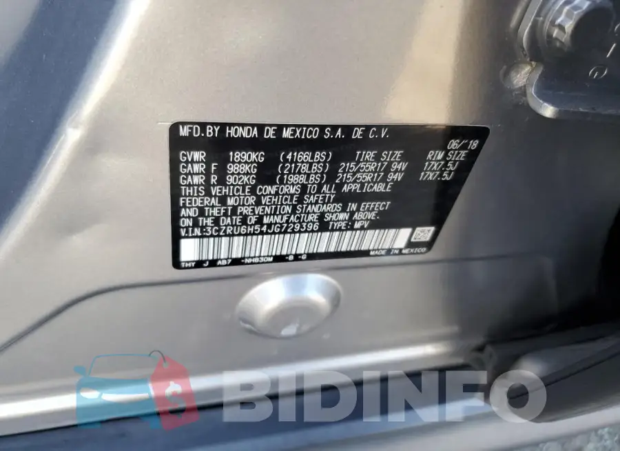 3CZRU6H54JG729396 Photo# 12