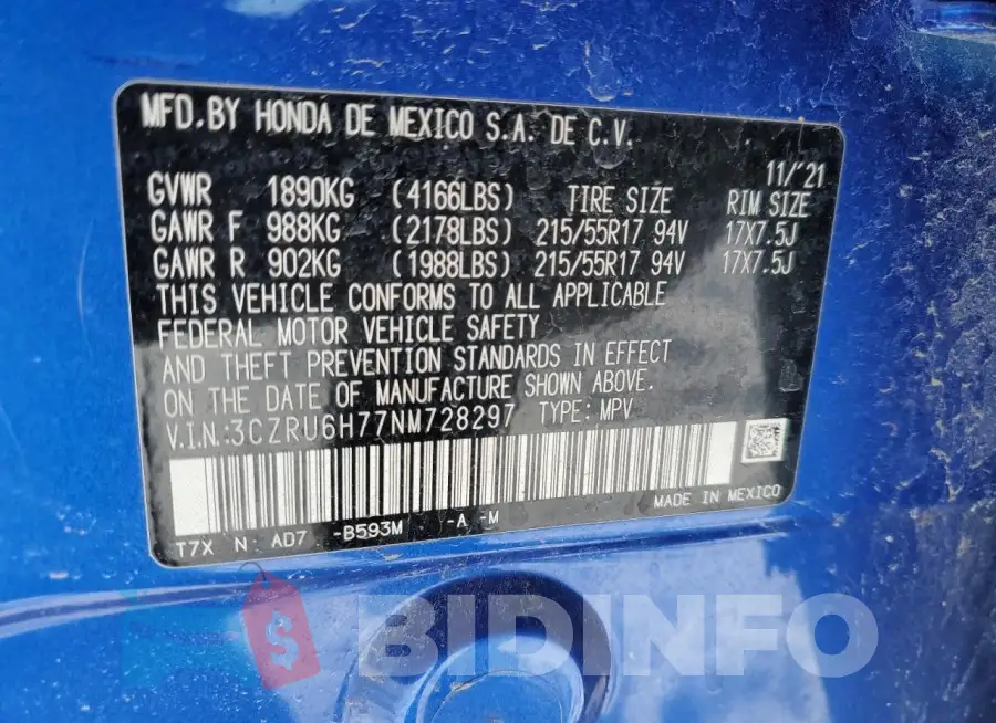 3CZRU6H77NM728297 Photo# 13
