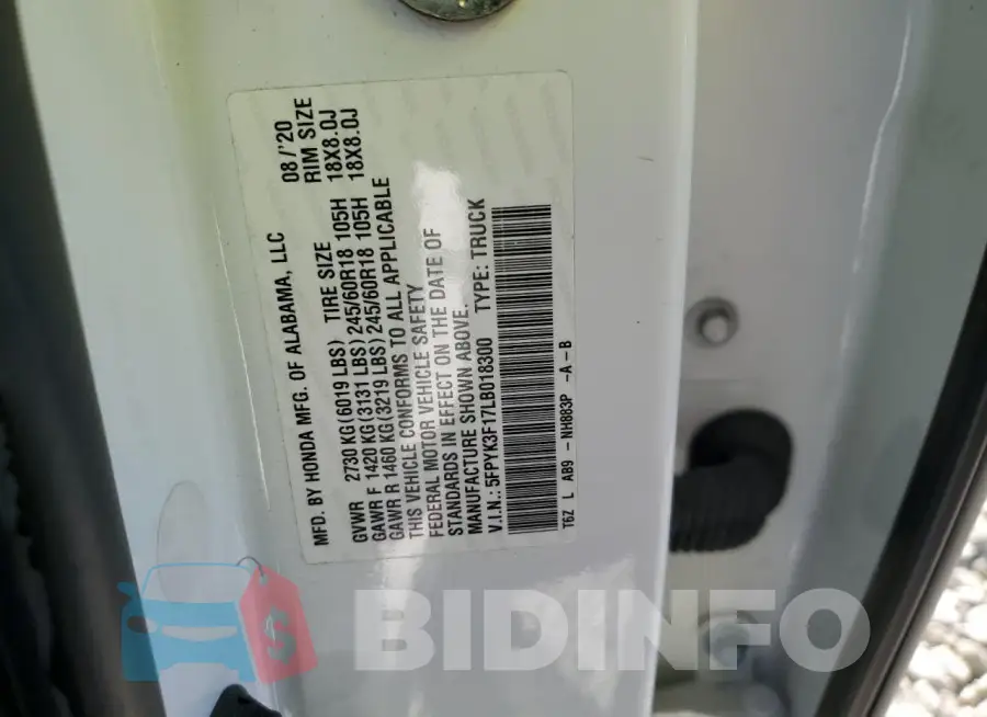 5FPYK3F17LB018300 Photo# 12