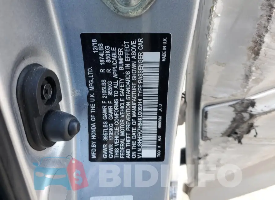 SHHFK7H64KU209914 Photo# 12