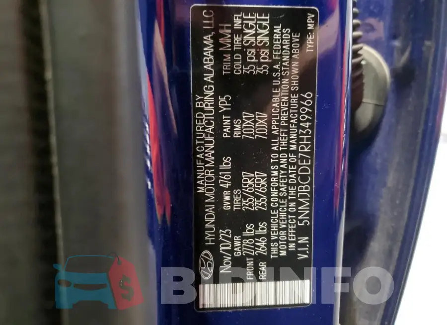 5NMJBCDE7RH349966 Photo# 14