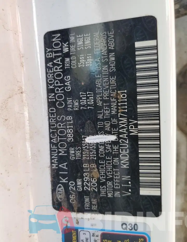 KNDEU2AAXM7111181 Photo# 12
