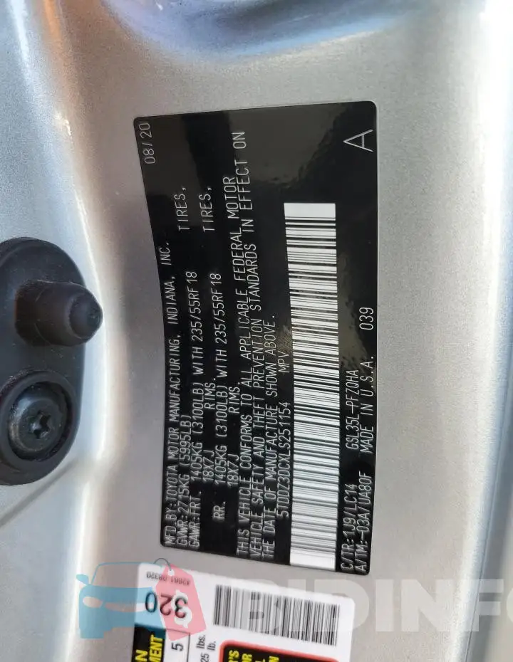 5TDDZ3DCXLS251154 Photo# 14