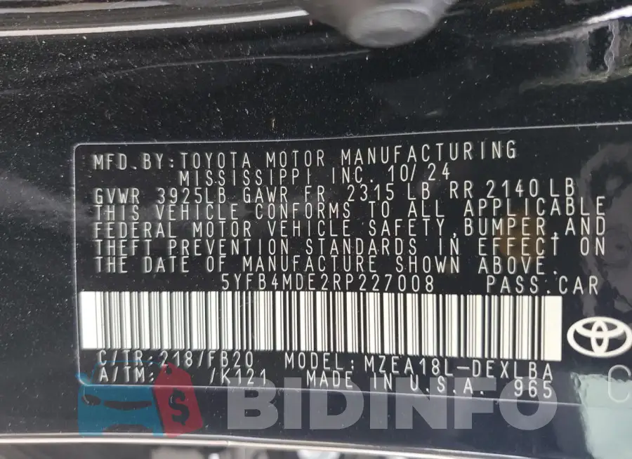5YFB4MDE2RP227008 Photo# 12