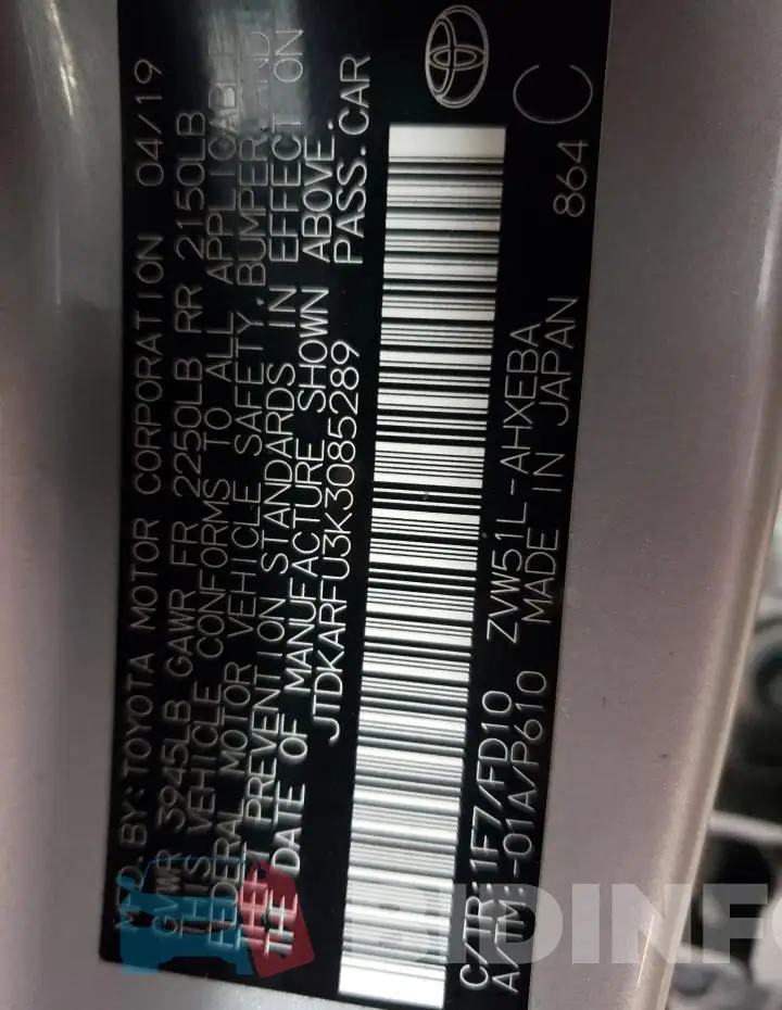 JTDKARFU3K3085289 Photo# 13